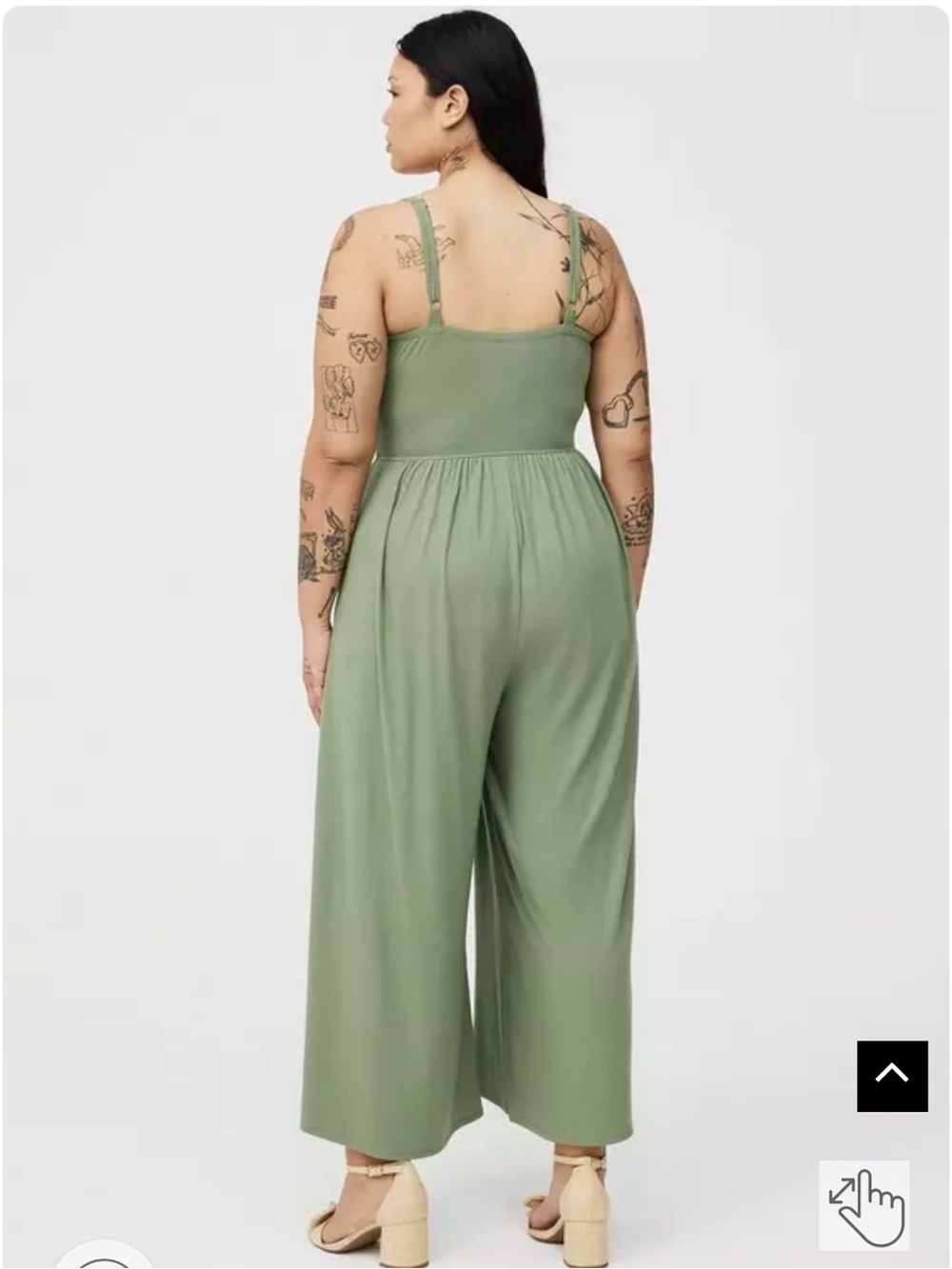 Sleeveless Scoop-Neck Olive Wide-Leg Jumpsuit - Picture 2 of 3